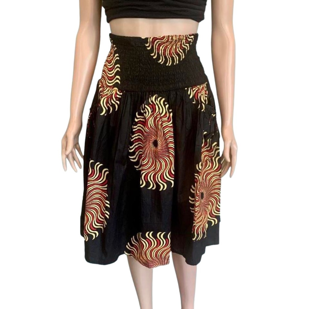 Sunburst Pattern Midi Skirt